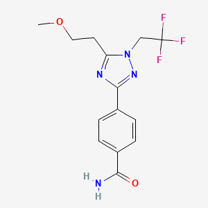 molecular formula C14H15F3N4O2 B5624712 4-[5-(2-methoxyethyl)-1-(2,2,2-trifluoroethyl)-1H-1,2,4-triazol-3-yl]benzamide 