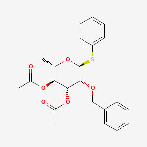 molecular formula C23H26O6S B562473 Phenyl 3,4-Di-O-acetyl-alpha-O-benzyl-1-thio-alpha-L-rhamnopyranoside CAS No. 849938-20-1