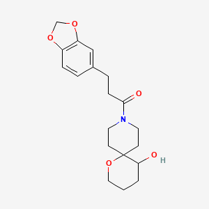 molecular formula C19H25NO5 B5624741 9-[3-(1,3-benzodioxol-5-yl)propanoyl]-1-oxa-9-azaspiro[5.5]undecan-5-ol 