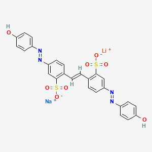 molecular formula C26H18LiN4NaO8S2 B562475 Benzenesulfonic acid, 2,2'-(1,2-ethenediyl)bis(5-((4-hydroxyphenyl)azo)-, lithium sodium salt CAS No. 110152-63-1