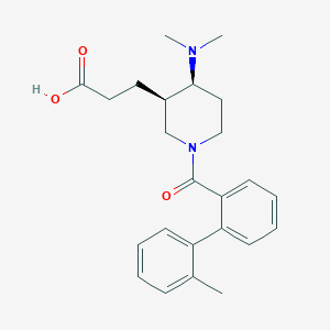 molecular formula C24H30N2O3 B5624753 3-{(3R*,4S*)-4-(dimethylamino)-1-[(2'-methylbiphenyl-2-yl)carbonyl]piperidin-3-yl}propanoic acid 