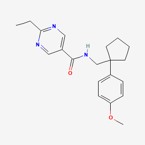 molecular formula C20H25N3O2 B5624770 2-ethyl-N-{[1-(4-methoxyphenyl)cyclopentyl]methyl}-5-pyrimidinecarboxamide 