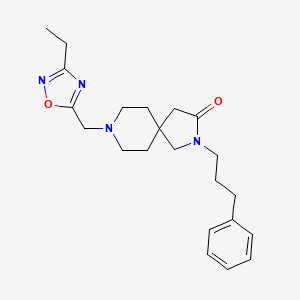 molecular formula C22H30N4O2 B5624782 8-[(3-ethyl-1,2,4-oxadiazol-5-yl)methyl]-2-(3-phenylpropyl)-2,8-diazaspiro[4.5]decan-3-one 