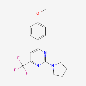 molecular formula C16H16F3N3O B5624792 4-(4-methoxyphenyl)-2-(1-pyrrolidinyl)-6-(trifluoromethyl)pyrimidine 
