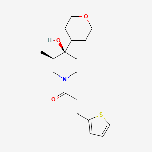 molecular formula C18H27NO3S B5624829 (3R*,4R*)-3-methyl-4-(tetrahydro-2H-pyran-4-yl)-1-[3-(2-thienyl)propanoyl]-4-piperidinol 