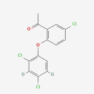 molecular formula C14H9Cl3O2 B562490 1-[5-氯-2-(2,4-二氯苯氧基)苯乙酮]-d2 主要 CAS No. 1189477-14-2