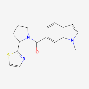 molecular formula C17H17N3OS B5624916 1-methyl-6-{[2-(1,3-thiazol-2-yl)-1-pyrrolidinyl]carbonyl}-1H-indole 