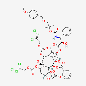 molecular formula C57H63Cl6NO20 B562499 N-脱-叔丁氧羰基-N-2-[2-甲基-1-(4-甲氧基苯基)甲氧基]丙氧羰基-7,10-O-双{[(2,2,2-三氯乙基)氧基]羰基} 多西他赛 CAS No. 154044-74-3