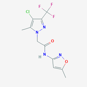 molecular formula C11H10ClF3N4O2 B5625031 2-[4-chloro-5-methyl-3-(trifluoromethyl)-1H-pyrazol-1-yl]-N-(5-methyl-3-isoxazolyl)acetamide 