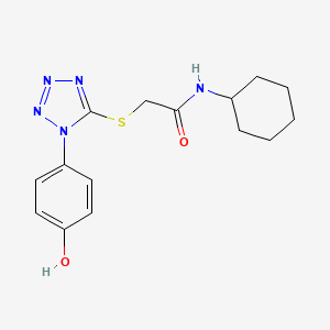 molecular formula C15H19N5O2S B5625147 N-cyclohexyl-2-{[1-(4-hydroxyphenyl)-1H-tetrazol-5-yl]thio}acetamide 