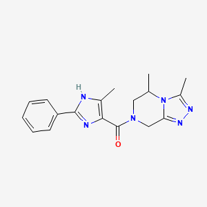 molecular formula C18H20N6O B5625161 3,5-dimethyl-7-[(5-methyl-2-phenyl-1H-imidazol-4-yl)carbonyl]-5,6,7,8-tetrahydro[1,2,4]triazolo[4,3-a]pyrazine 