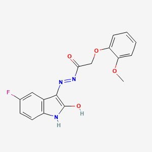 molecular formula C17H14FN3O4 B5625182 N'-(5-fluoro-2-oxo-1,2-dihydro-3H-indol-3-ylidene)-2-(2-methoxyphenoxy)acetohydrazide 