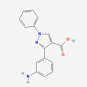 molecular formula C16H13N3O2 B5625239 3-(3-aminophenyl)-1-phenyl-1H-pyrazole-4-carboxylic acid 