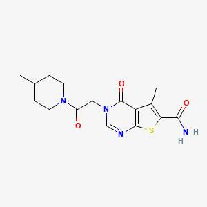 molecular formula C16H20N4O3S B5625280 5-methyl-3-[2-(4-methyl-1-piperidinyl)-2-oxoethyl]-4-oxo-3,4-dihydrothieno[2,3-d]pyrimidine-6-carboxamide 