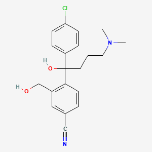 molecular formula C20H23ClN2O2 B562529 4-[4-(Dimethylamino)-1-(4'-chlorophenyl)-1-hydroxybutyl]-3-(hydroxymethyl)-benzonitrile CAS No. 1076200-05-9