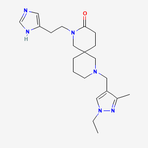 molecular formula C21H32N6O B5625297 8-[(1-ethyl-3-methyl-1H-pyrazol-4-yl)methyl]-2-[2-(1H-imidazol-4-yl)ethyl]-2,8-diazaspiro[5.5]undecan-3-one 