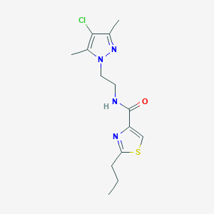 molecular formula C14H19ClN4OS B5625331 N-[2-(4-chloro-3,5-dimethyl-1H-pyrazol-1-yl)ethyl]-2-propyl-1,3-thiazole-4-carboxamide 