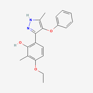 molecular formula C19H20N2O3 B5625338 3-ethoxy-2-methyl-6-(5-methyl-4-phenoxy-1H-pyrazol-3-yl)phenol 