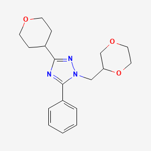 molecular formula C18H23N3O3 B5625359 1-(1,4-dioxan-2-ylmethyl)-5-phenyl-3-(tetrahydro-2H-pyran-4-yl)-1H-1,2,4-triazole 