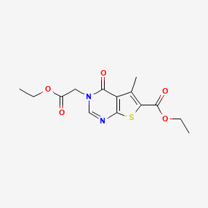 molecular formula C14H16N2O5S B5625378 ethyl 3-(2-ethoxy-2-oxoethyl)-5-methyl-4-oxo-3,4-dihydrothieno[2,3-d]pyrimidine-6-carboxylate 