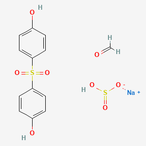 molecular formula C13H13NaO8S2 B562542 Sulfurous acid, monosodium salt, compd. with formaldehyde polymer with 4,4'-sulfonylbis(phenol) CAS No. 102958-53-2