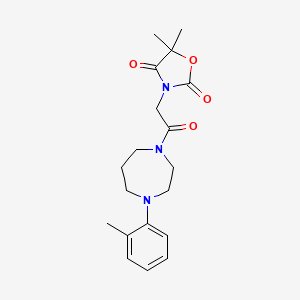 molecular formula C19H25N3O4 B5625434 5,5-dimethyl-3-{2-[4-(2-methylphenyl)-1,4-diazepan-1-yl]-2-oxoethyl}-1,3-oxazolidine-2,4-dione 