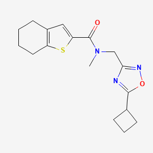 molecular formula C17H21N3O2S B5625477 N-[(5-cyclobutyl-1,2,4-oxadiazol-3-yl)methyl]-N-methyl-4,5,6,7-tetrahydro-1-benzothiophene-2-carboxamide 