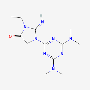 molecular formula C12H20N8O B5625484 1-[4,6-bis(dimethylamino)-1,3,5-triazin-2-yl]-3-ethyl-2-imino-4-imidazolidinone 