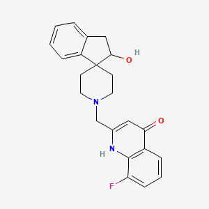 molecular formula C23H23FN2O2 B5625533 1'-[(8-fluoro-4-hydroxyquinolin-2-yl)methyl]-2,3-dihydrospiro[indene-1,4'-piperidin]-2-ol 