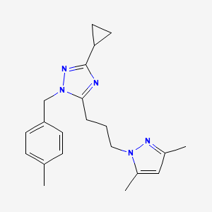 molecular formula C21H27N5 B5625578 3-cyclopropyl-5-[3-(3,5-dimethyl-1H-pyrazol-1-yl)propyl]-1-(4-methylbenzyl)-1H-1,2,4-triazole 