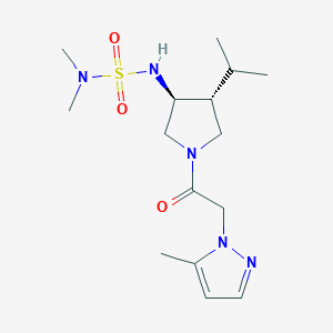 molecular formula C15H27N5O3S B5625600 N'-{(3S*,4R*)-4-isopropyl-1-[(5-methyl-1H-pyrazol-1-yl)acetyl]-3-pyrrolidinyl}-N,N-dimethylsulfamide 
