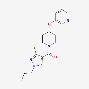 molecular formula C18H24N4O2 B5625609 3-({1-[(3-methyl-1-propyl-1H-pyrazol-4-yl)carbonyl]-4-piperidinyl}oxy)pyridine 