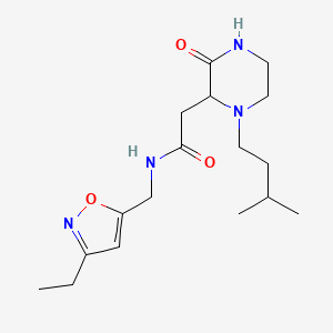 N-[(3-ethyl-5-isoxazolyl)methyl]-2-[1-(3-methylbutyl)-3-oxo-2-piperazinyl]acetamide