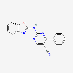 molecular formula C18H11N5O B5625627 2-(1,3-benzoxazol-2-ylamino)-4-phenyl-5-pyrimidinecarbonitrile 