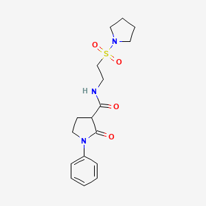 molecular formula C17H23N3O4S B5625782 2-oxo-1-phenyl-N-[2-(pyrrolidin-1-ylsulfonyl)ethyl]pyrrolidine-3-carboxamide 