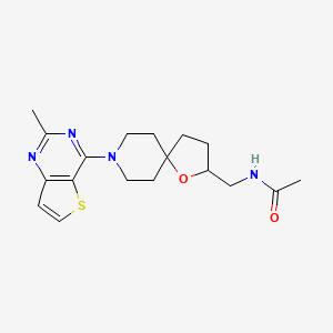 molecular formula C18H24N4O2S B5625793 N-{[8-(2-methylthieno[3,2-d]pyrimidin-4-yl)-1-oxa-8-azaspiro[4.5]dec-2-yl]methyl}acetamide 