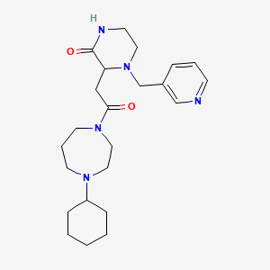 molecular formula C23H35N5O2 B5625846 3-[2-(4-cyclohexyl-1,4-diazepan-1-yl)-2-oxoethyl]-4-(3-pyridinylmethyl)-2-piperazinone 