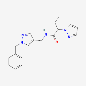 molecular formula C18H21N5O B5625876 N-[(1-benzyl-1H-pyrazol-4-yl)methyl]-2-(1H-pyrazol-1-yl)butanamide 