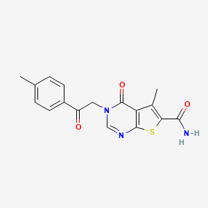 molecular formula C17H15N3O3S B5625918 5-methyl-3-[2-(4-methylphenyl)-2-oxoethyl]-4-oxo-3,4-dihydrothieno[2,3-d]pyrimidine-6-carboxamide 