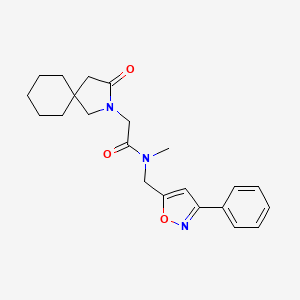 molecular formula C22H27N3O3 B5625923 N-methyl-2-(3-oxo-2-azaspiro[4.5]dec-2-yl)-N-[(3-phenylisoxazol-5-yl)methyl]acetamide 