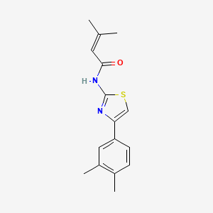 molecular formula C16H18N2OS B5625945 N-[4-(3,4-dimethylphenyl)-1,3-thiazol-2-yl]-3-methyl-2-butenamide 