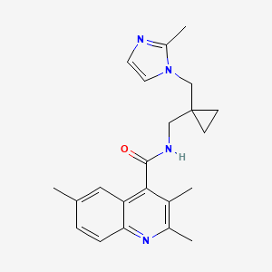 molecular formula C22H26N4O B5626027 2,3,6-trimethyl-N-({1-[(2-methyl-1H-imidazol-1-yl)methyl]cyclopropyl}methyl)-4-quinolinecarboxamide 