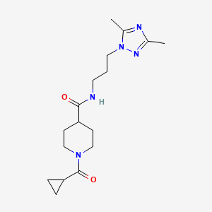 molecular formula C17H27N5O2 B5626044 1-(cyclopropylcarbonyl)-N-[3-(3,5-dimethyl-1H-1,2,4-triazol-1-yl)propyl]-4-piperidinecarboxamide 
