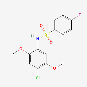 molecular formula C14H13ClFNO4S B5626093 N-(4-chloro-2,5-dimethoxyphenyl)-4-fluorobenzenesulfonamide 