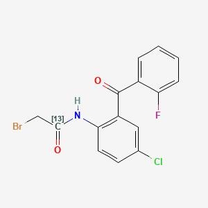 molecular formula C15H10BrClFNO2 B562611 N-[2-(2-Fluorophenyl)-4-chlorophenyl-2-bromoacetamide-13C1 CAS No. 1189420-49-2