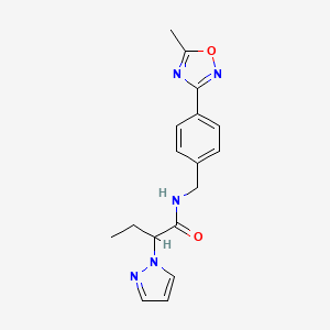 molecular formula C17H19N5O2 B5626113 N-[4-(5-methyl-1,2,4-oxadiazol-3-yl)benzyl]-2-(1H-pyrazol-1-yl)butanamide 