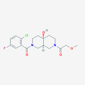 molecular formula C18H22ClFN2O4 B5626157 (4aR*,8aR*)-2-(2-chloro-5-fluorobenzoyl)-7-(methoxyacetyl)octahydro-2,7-naphthyridin-4a(2H)-ol 