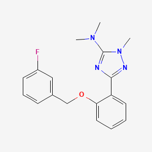 molecular formula C18H19FN4O B5626183 3-{2-[(3-fluorobenzyl)oxy]phenyl}-N,N,1-trimethyl-1H-1,2,4-triazol-5-amine 