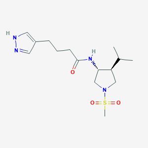 molecular formula C15H26N4O3S B5626187 N-[(3R*,4S*)-4-isopropyl-1-(methylsulfonyl)-3-pyrrolidinyl]-4-(1H-pyrazol-4-yl)butanamide 