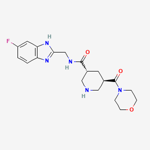 (3R*,5R*)-N-[(5-fluoro-1H-benzimidazol-2-yl)methyl]-5-(morpholin-4-ylcarbonyl)piperidine-3-carboxamide